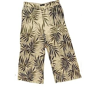 Mossimo‎ Palazzo Pants Palm Leaf Print Elastic Waist Wide Leg M